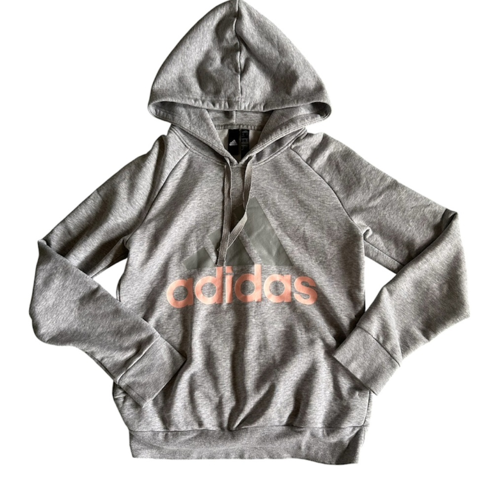 Adidas Grey Hoodie with Pink Logo